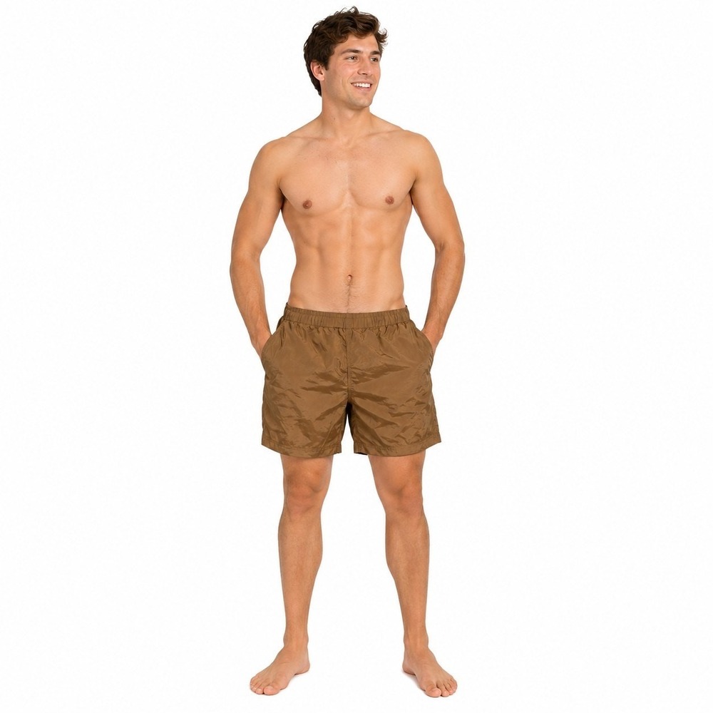 KAVU River‎ Short Mens Large 7" Nylon Mesh Lined Brown Quick Dry Swim Beach